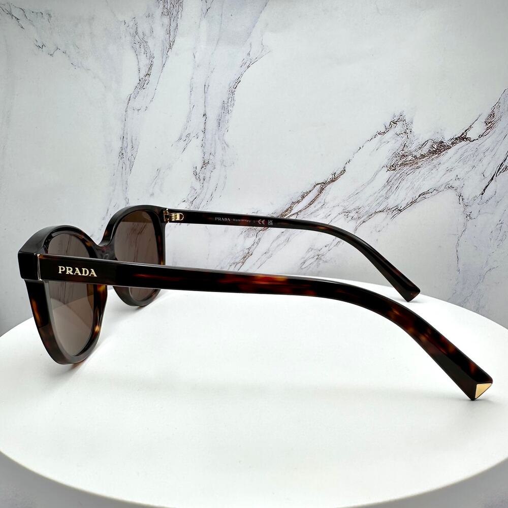 New PRADA Sunglasses Brown Square Gold Logo Tortoise Authentic w/ Box & Case - Picture 4 of 16